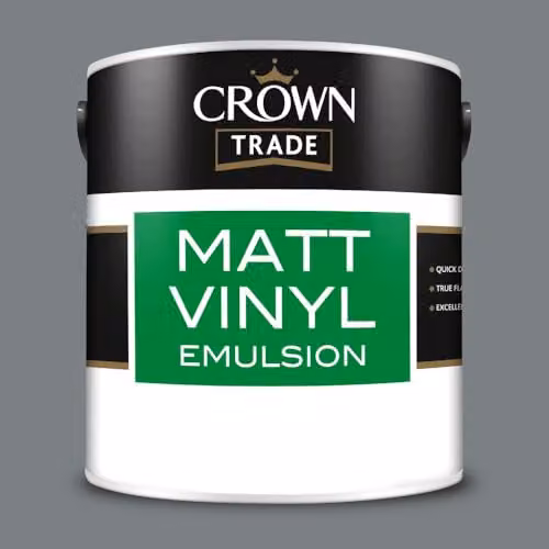 Crown Trade City Break Matt Vinyl Water Based Paint, Grey, 2.5 l – 2