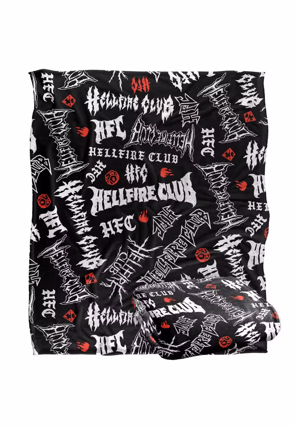 Stranger Things Hellfire Club Logo Pattern Fleece Blanket, White, W: 152 cm, H: 127 cm – 2