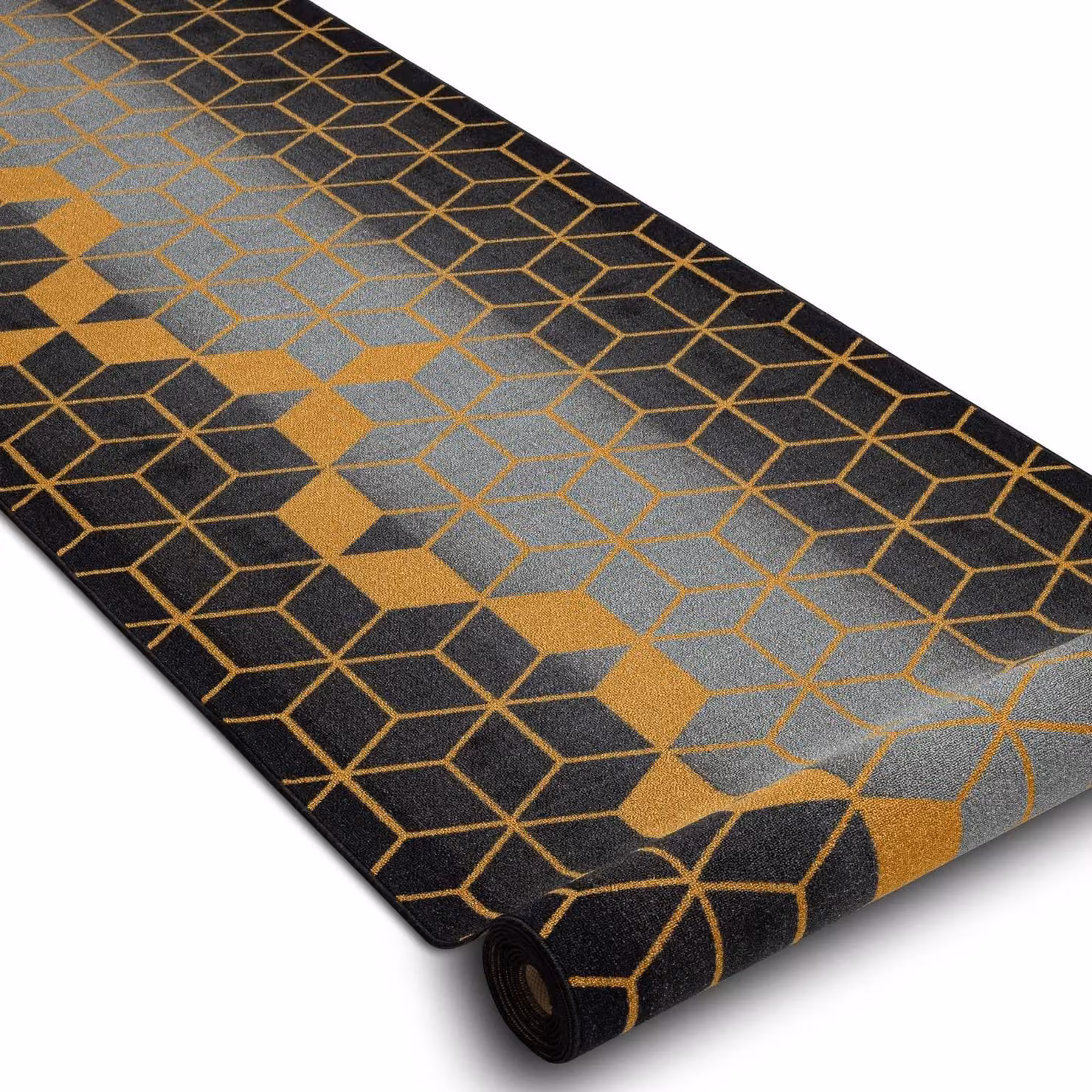 RugsX Anti-Slip Geometric Hexagon Runner in Black, W/D: 57 x 210 cm – 2