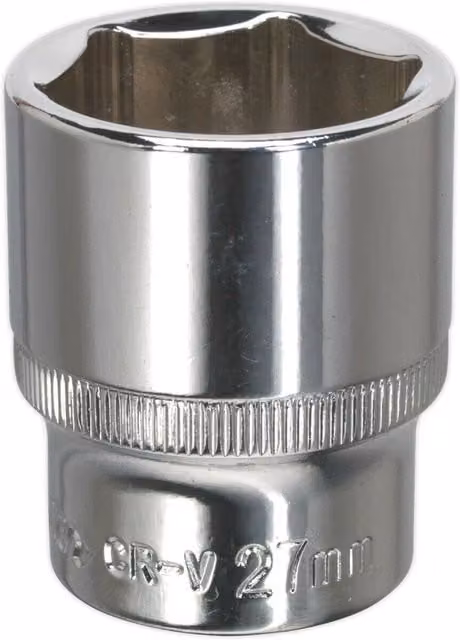 Loops 27mm Forged Steel Drive Socket 1/2 inch Square Drive in Silver Chrome Vanadium
