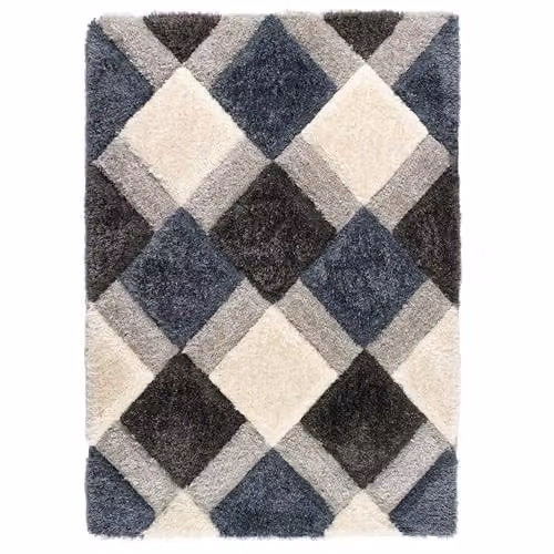 Phoenox Textiles Limited Origins 3D Geometric Rug, Petrol Blue, W: 80 cm, L: 150 cm
