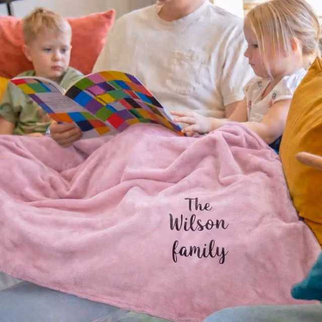 Duncan Stewart Personalised Ultra Soft Fluffy Polyester Blanket Throw in Light Pink
