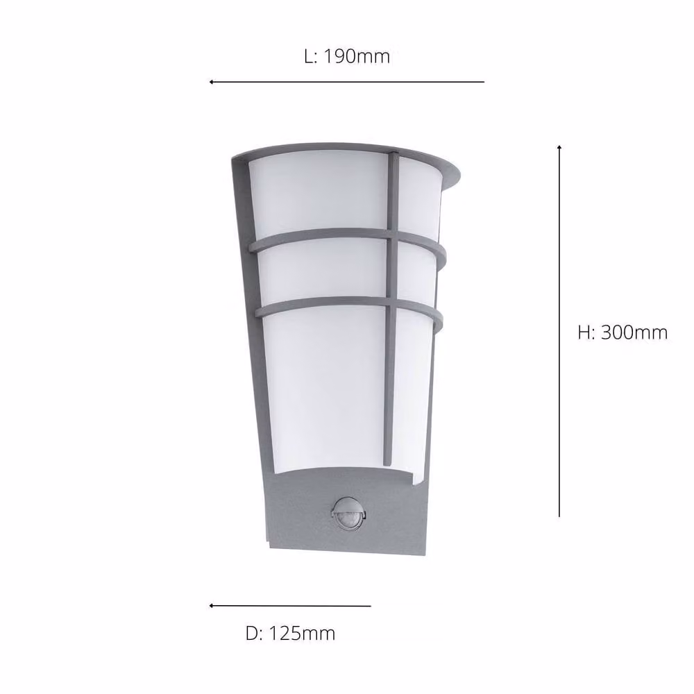 Eglo Breganzo 1 Silver and White IP44 Integrated LED Outdoor Wall Light with Motion Sensor – 3