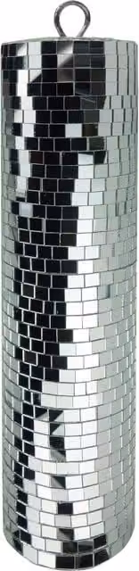 FXLab Silver Geometric Mirror Cylinder, W: 9 cm, H: 40 cm