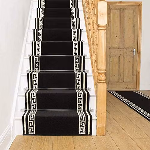 runrug Soft and Durable Stair Runner Carpet in Black, W: 60 cm, L: 720 cm – 3