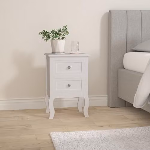 HYGRAD Set of 2 White Wooden Bedside Tables with 2 Drawers – 2