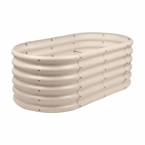 Harbour Housewares Raised Garden Bed in White, Galvanised Steel Planter, W/D/H: 120 x 60 x 45 cm