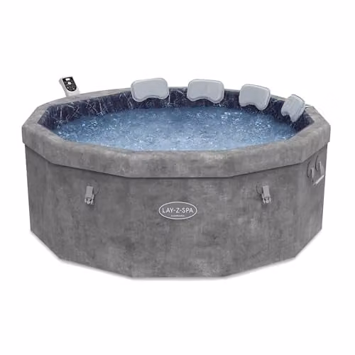 Lay-Z-Spa Carrara Grey Inflatable Round Hot Tub for 4-6 People with Wifi App Control – 1