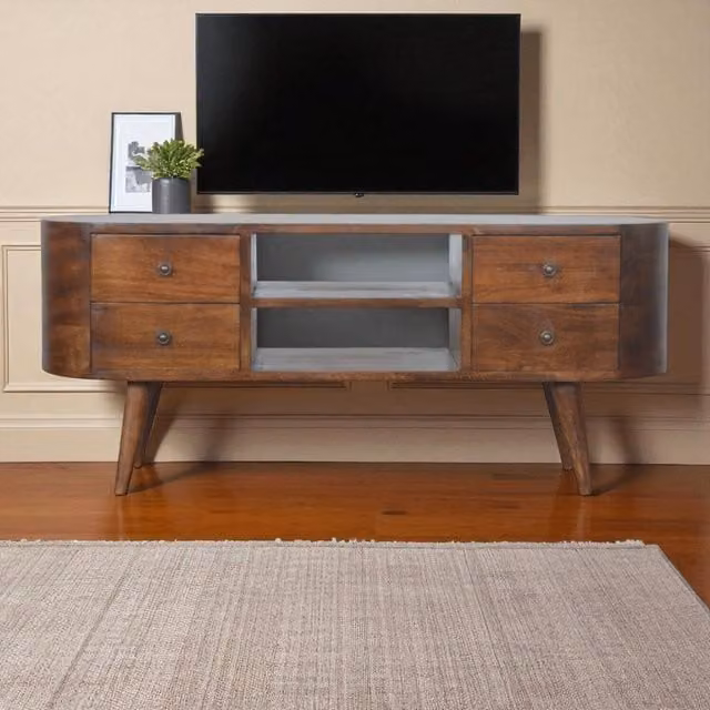 Artisan Furniture Mango Wood Scandinavian Entertainment Unit in Brown