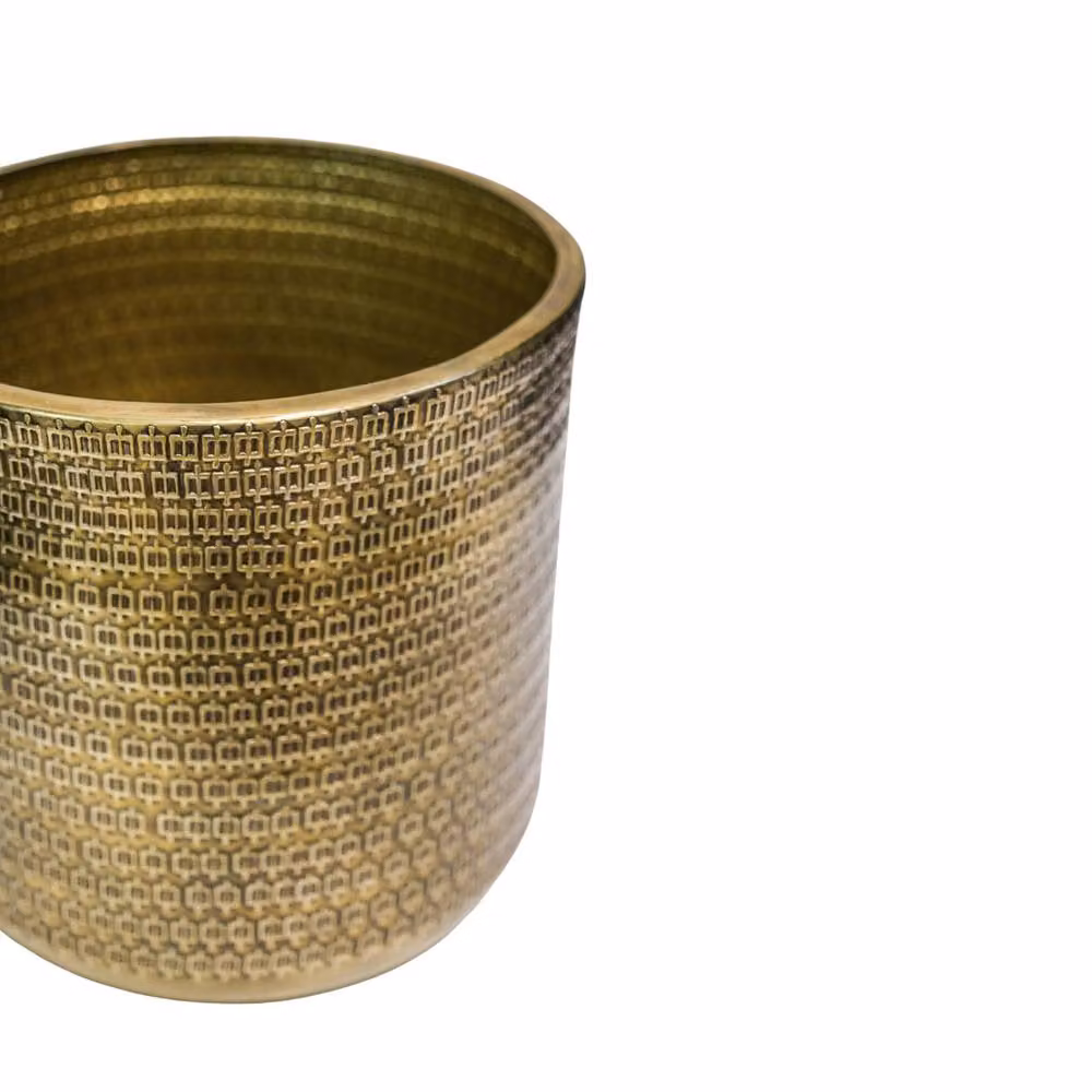 Ivyline Solis Embossed Metal Tabletop Planter in Gold, H: 18 cm, D: 18 cm – 2