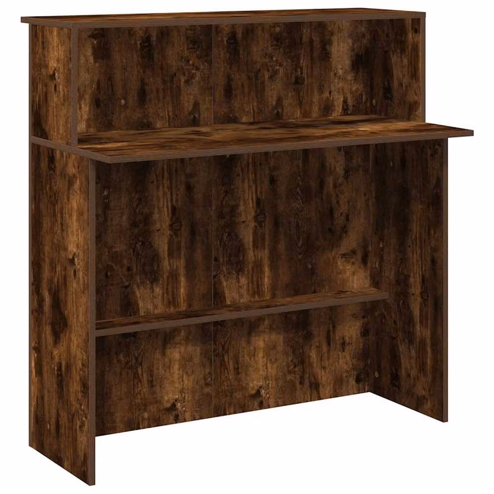 Berkfield Home Smoked Oak Reception Desk in Brown, W/D/H: 100 x 50 x 103.5 cm – 3
