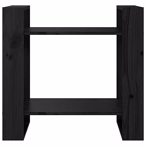 vidaXL Black Solid Wood Pine Book Cabinet and Room Divider W: 60 cm, D: 35 cm, H: 57 cm – 3