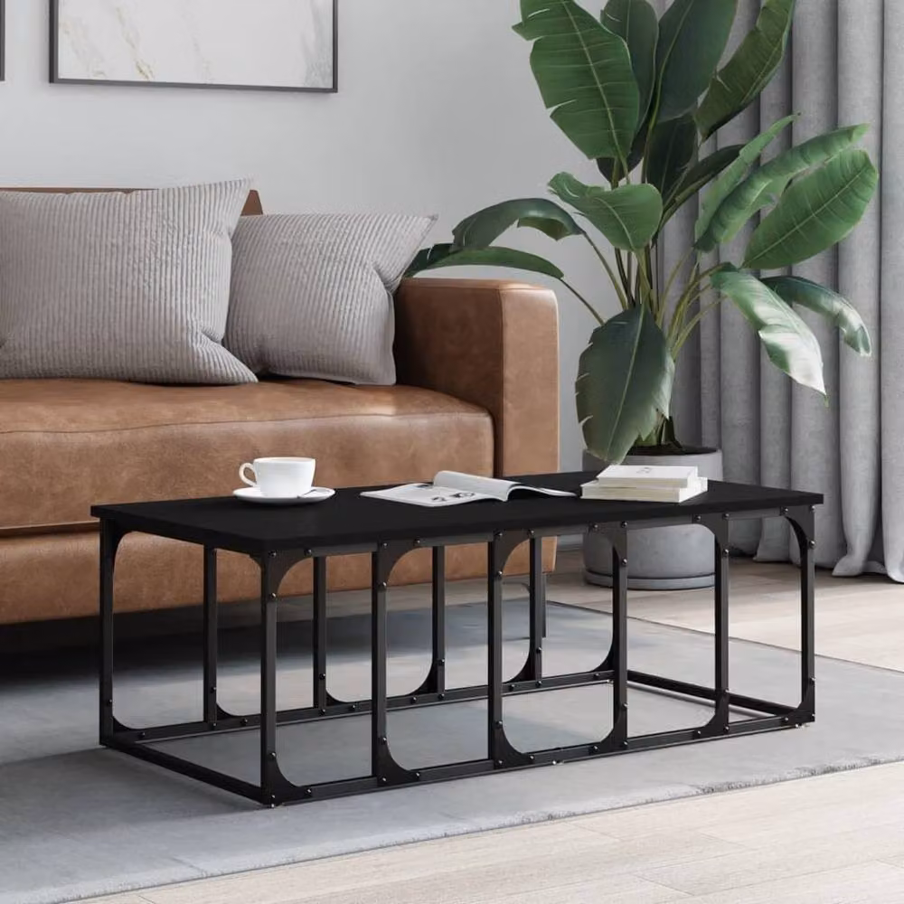 Berkfield Home Modern Black Rectangular Coffee Table, W/D/H: 100 x 50 x 35.5 cm – 2