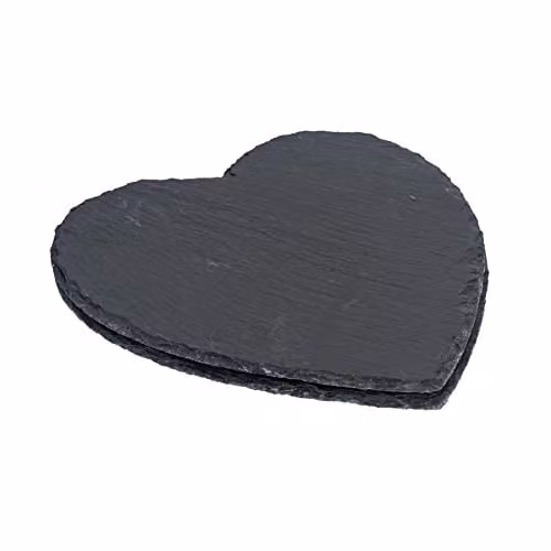 Argon Tableware Heart Slate Placemats, Pack of 2, Black and Grey, 25 cm – 1