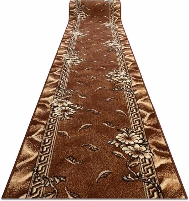 RugsX Bcf Trio Brown Floral Oriental Runner, W: 60 cm, L: 400 cm – 1