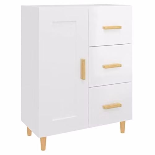 vidaXL Modern High Gloss White Sideboard in Engineered Wood, W/D/H: 69.5 x 34 x 90 cm