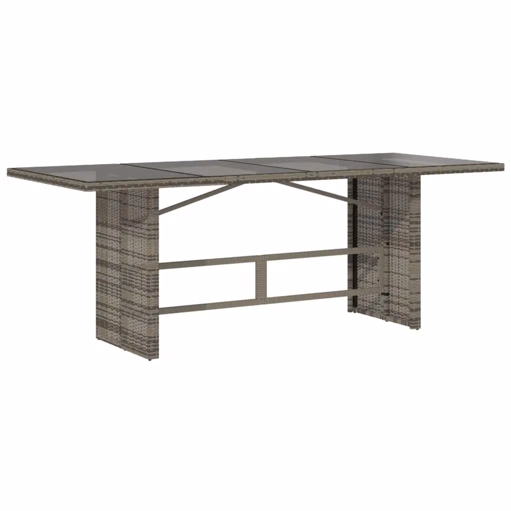 Berkfield Home Grey Poly Rattan Garden Table with Glass Top, W/D/H: 190 x 80 x 75 cm – 2