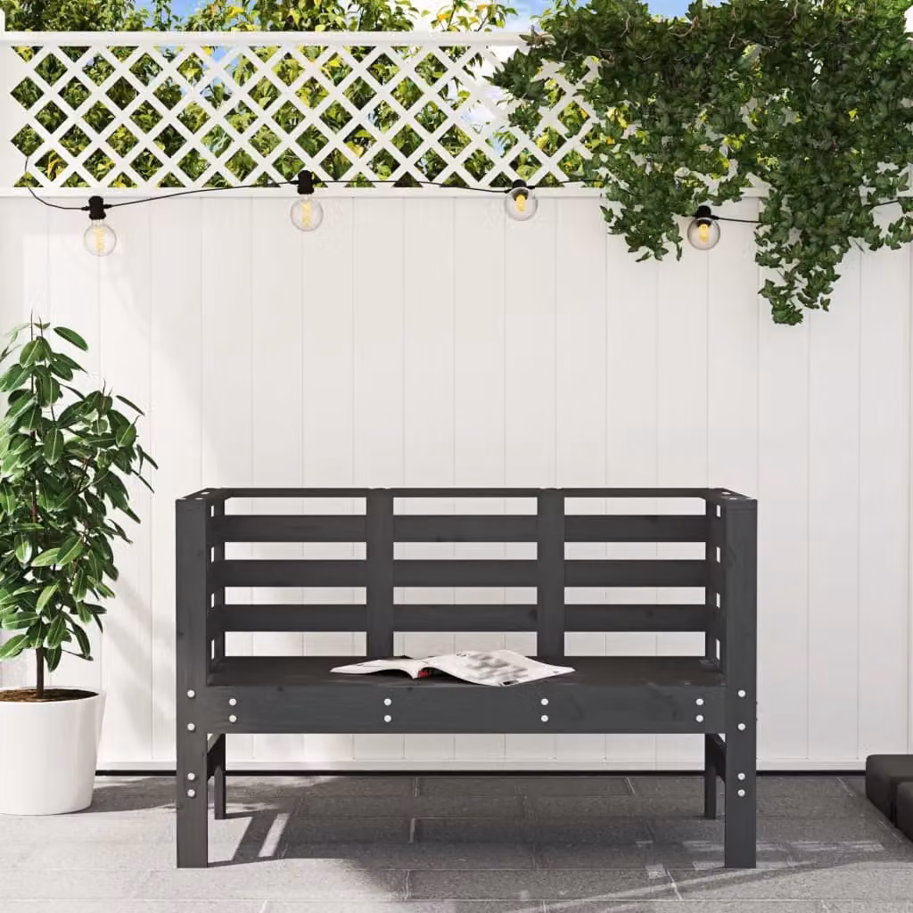 Berkfield Home Rustic Grey Garden Bench in Solid Pine Wood, W/D/H: 111.5 x 53 x 71 cm – 3