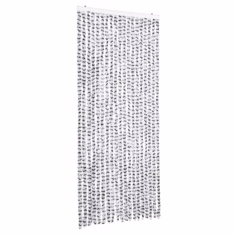 Berkfield Home Chenille Fly Curtain in Light Grey and Dark Grey, W: 56 cm, H: 200 cm