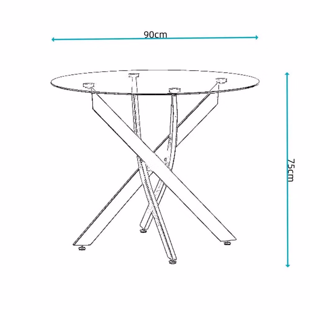FORGEVIO Modern Round Glass Dining Table in Black – 2