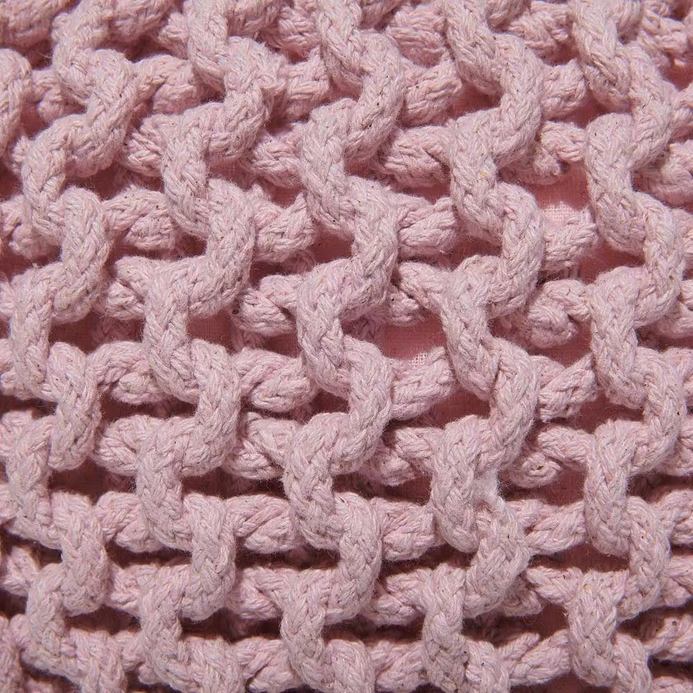 Wyld and Coco Pink Knitted Cotton Pouffe, W/D/H: 40 x 40 x 25 cm – 5