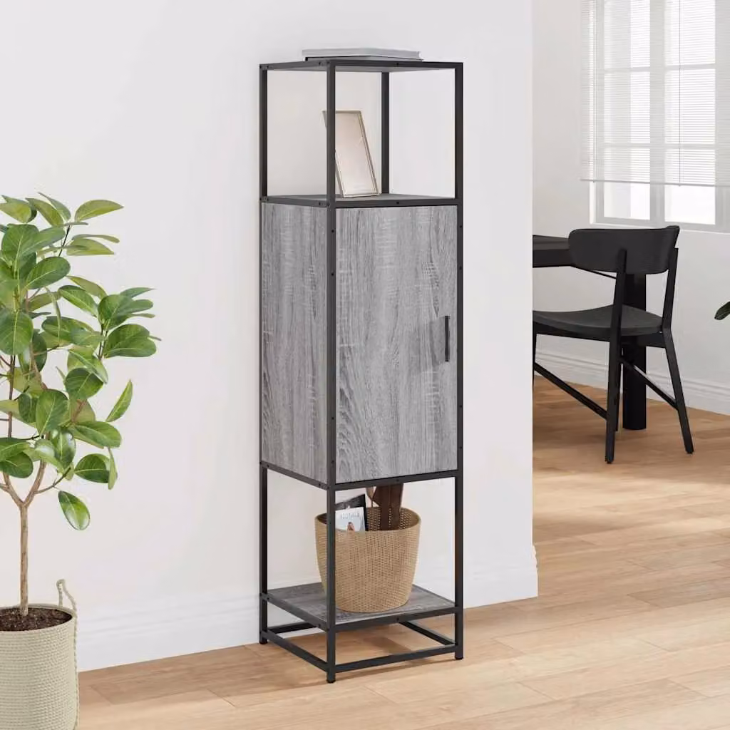 Berkfield Home Grey Sonoma Highboard in Engineered Wood and Metal, W/D/H: 35.5 x 35 x 139 cm – 3