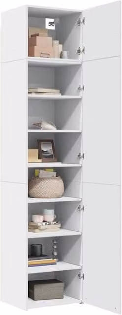 Berkfield Home Slim Storage Cabinet in White, W/D/H: 50 x 42.5 x 225 cm – 1
