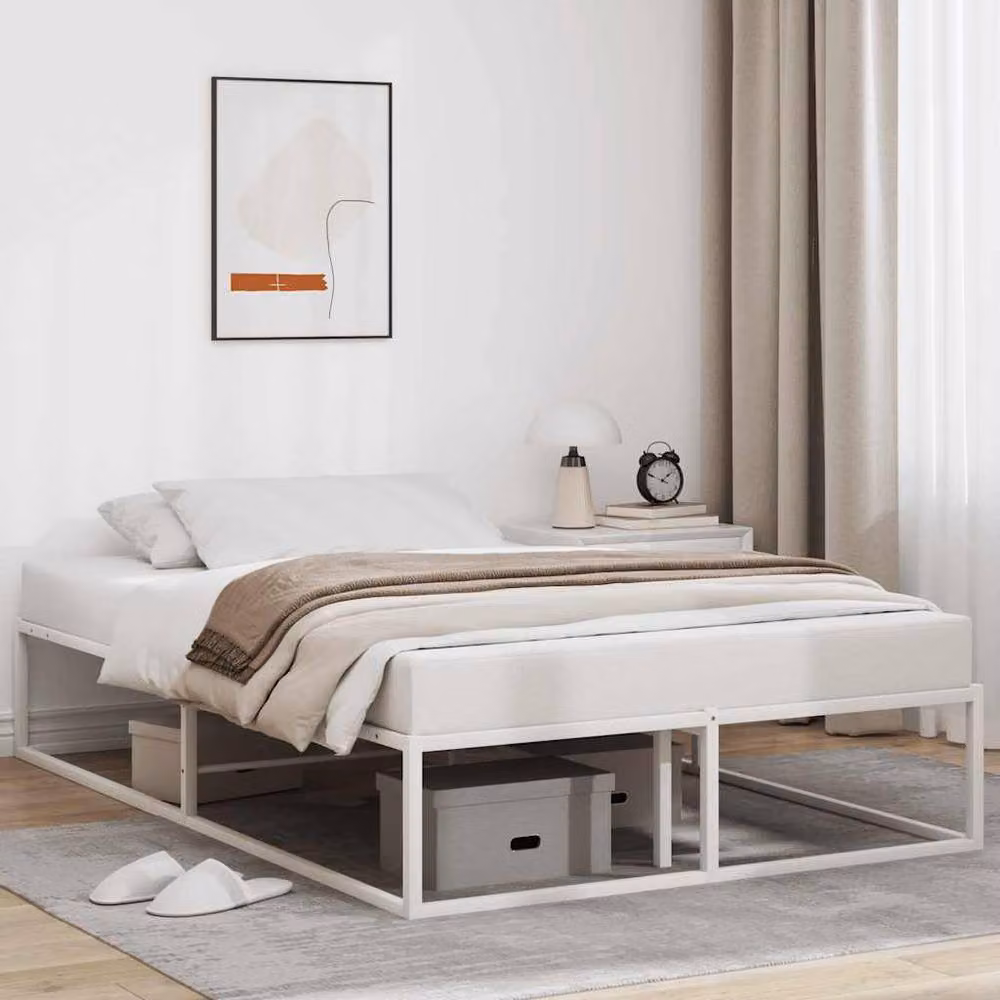 Berkfield Home Elegant Metal Bed Frame in White, Small Double, W/D/H: 120 x 200 cm – 2