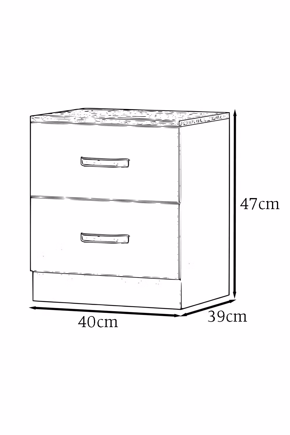 FWStyle Modern 2 Drawer Bedside Table in Matt Grey – 3