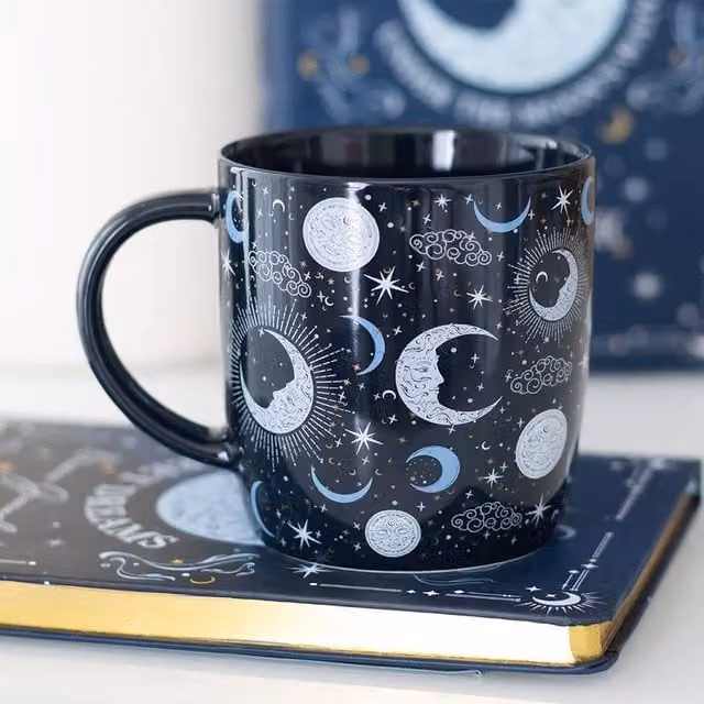 Uniqueful Blue Moon Print Mug in Navy, 550 ml