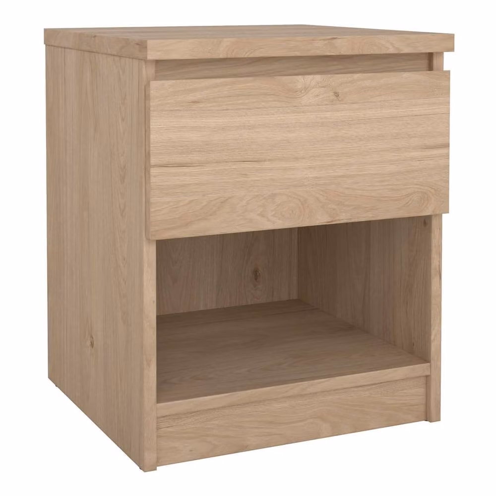Wyld Haus Budapest Natural Oak Effect Wooden Bedside Table with 1 Drawer and 1 Shelf, W/D/H: 40 x 40.4 x 49.5 cm – 2