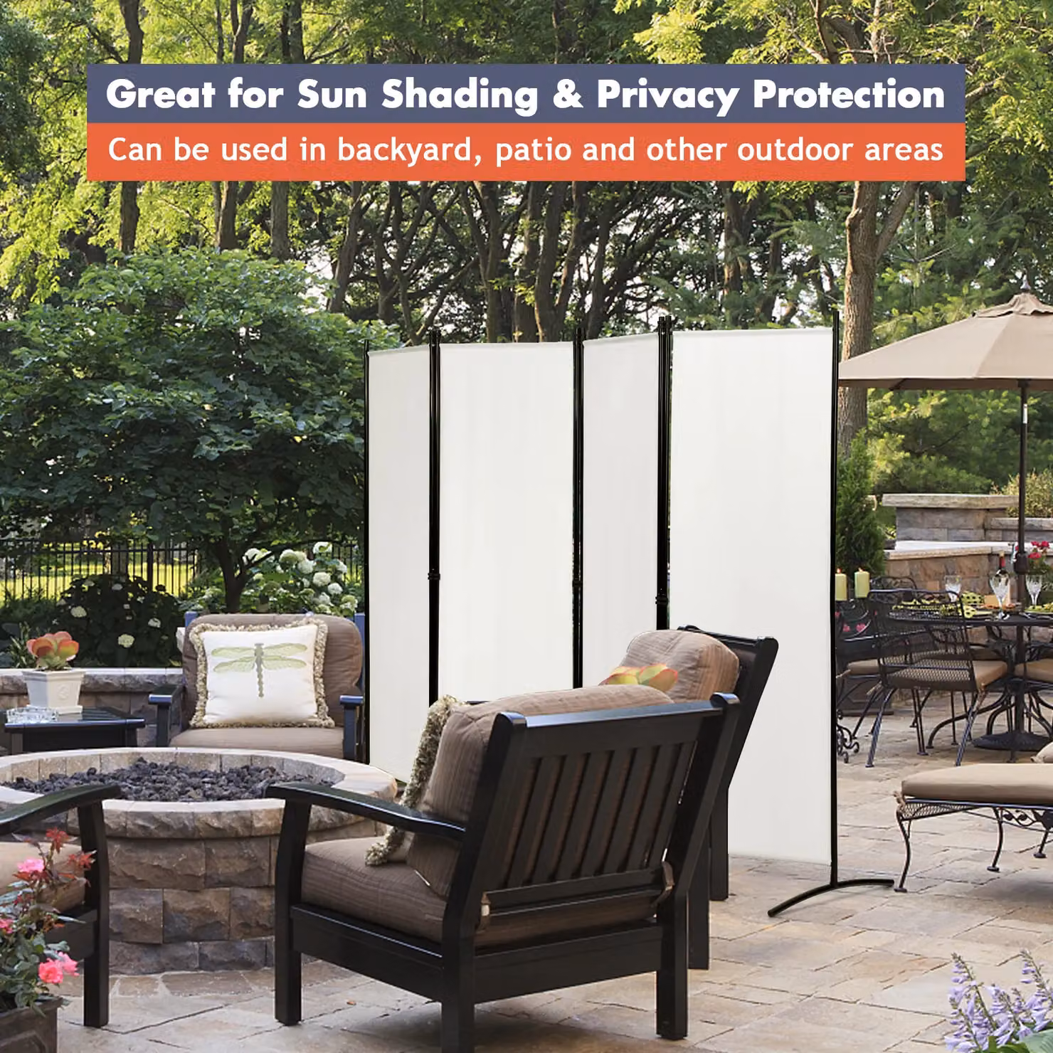 Costway 4 Panel Folding Room Divider Privacy Screen in White – 4