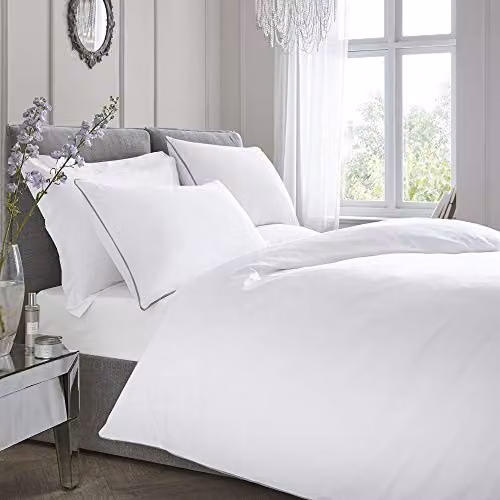 Appletree White 100% Cotton Percale Duvet Cover Set with 2 Pillowcases, 230 x 220 cm – 1