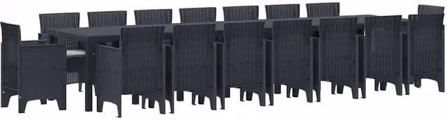 Berkfield Home 17 Piece Anthracite Poly Rattan Garden Dining Set with Cushions