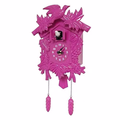 WALPLUS Pink Vintage Cuckoo Clock with Pendulum, W/H: 20.2 x 37 cm – 1