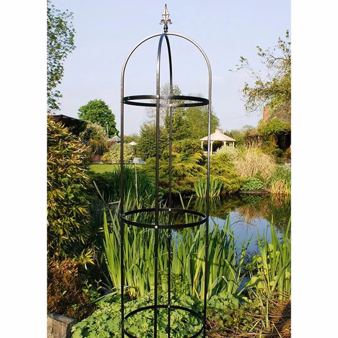 Poppyforge Traditional Steel Obelisk Tower Support in Black, W/D/H: 35.6 x 35.6 x 182.9 cm – 2