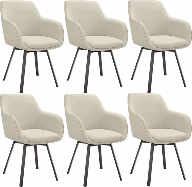 tectake Alicon Padded Swivel Armchair with Large Backrest in Greige