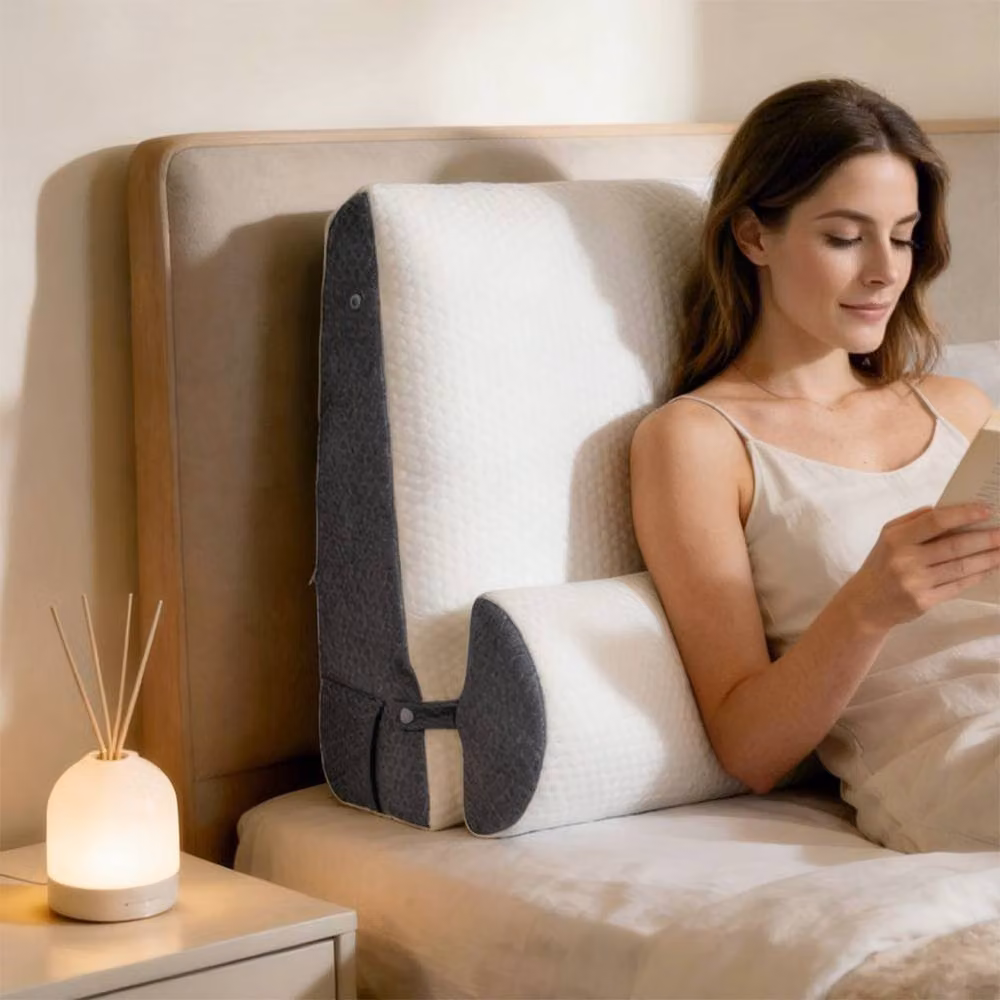 Lavio Memory Foam Wedge Pillow Set for Adults in White, 2-Piece Adjustable Cushion for Back, Neck and Shoulder Support – 7