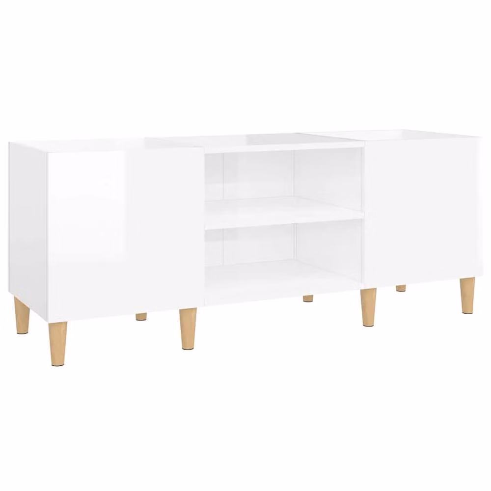 Berkfield Home Record Cabinet in High Gloss White, W/D/H: 121 x 38 x 48 cm – 2