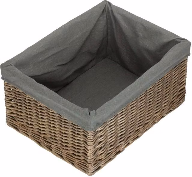Red Hamper Jumbo Antique Wash Wicker Storage Basket with Grey Sage Cotton Lining and Handles, W/D/H: 39.0 x 25.0 x 52.0 cm – 1