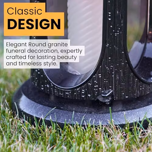 NOVECRAFTO Black Granite Memorial Lantern with Cross, Height: 22 cm – 8
