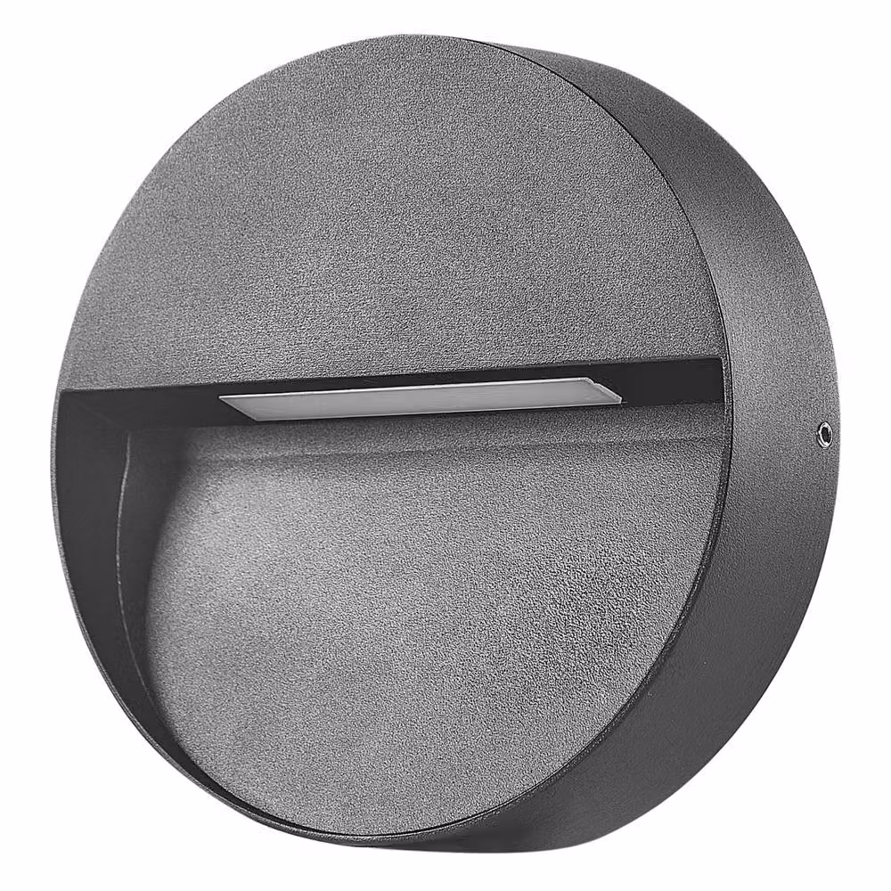 Wyld and Coco Set of 2 Modern Round LED Outdoor Wall Lamps in Black Aluminium and Glass, Diameter: 15 cm – 3