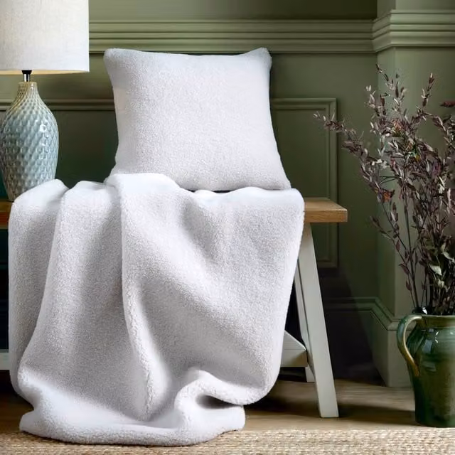 Laura Ashley Coleford Faux Sheepskin Throw, Natural/Beige, W: 130 cm, D: 170 cm