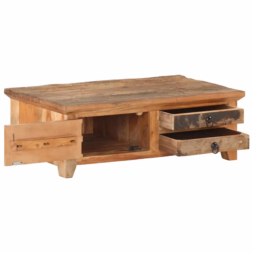 Berkfield Home Rectangular Coffee Table in Brown Solid Reclaimed Acacia Wood W/D/H: 90 x 50 x 31 cm – 2