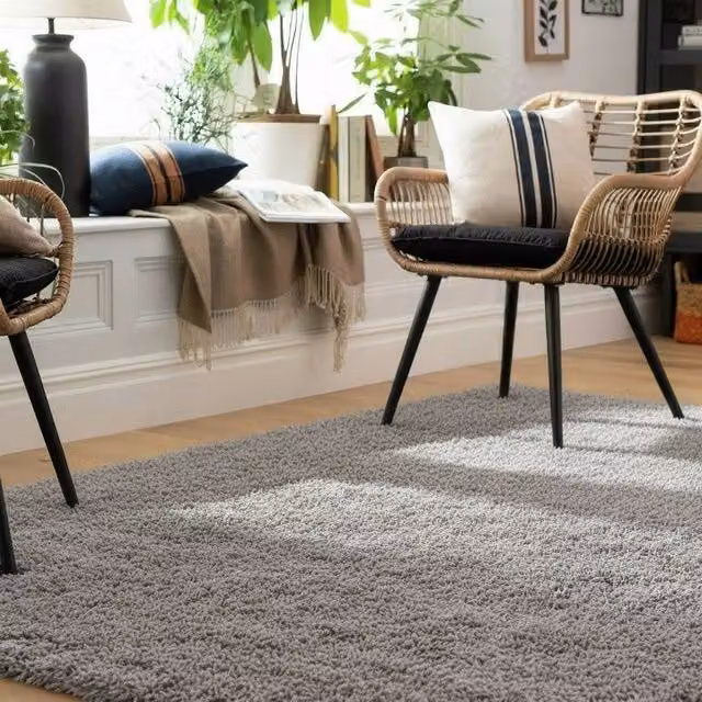 Kukoon Light Grey Shaggy Rug, Soft Plush Pile Rectangular Carpet, W: 120 cm, L: 170 cm – 1