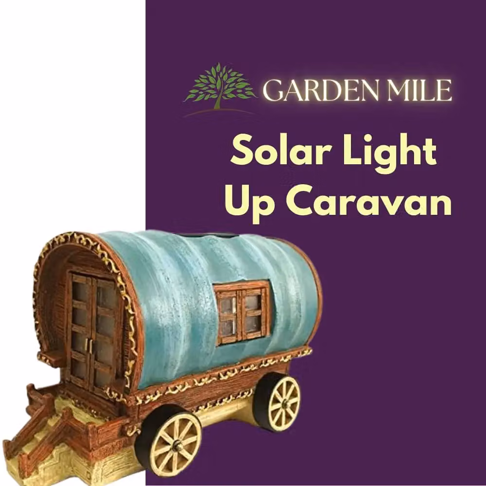 Marco Paul Solar LED Gypsy Rose Caravan Garden Ornament, Multicolour, H 53.4 cm x W 45.7 cm – 3