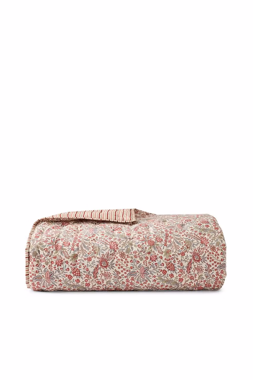 Christy Newstead Floral Reversible Quilted Cotton Bedspread in Red, W/D/H: 200 x 220 cm – 2