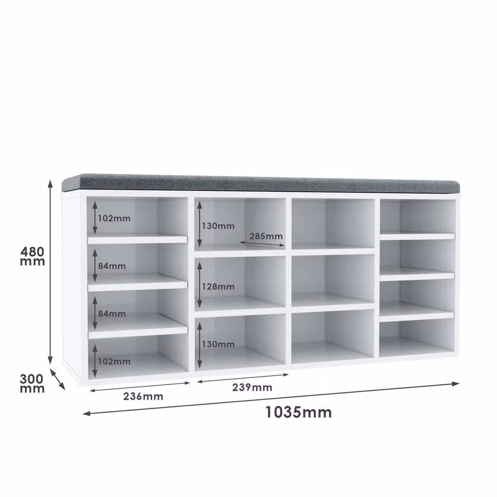 ERGOVEXA 3 Tier Shoe Storage Rack Floor Standing Cabinet Organiser in White – 2