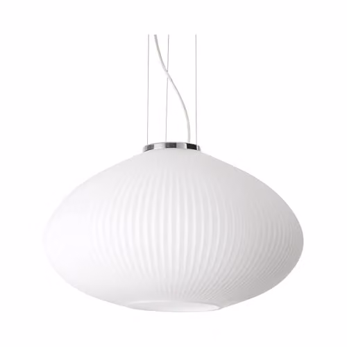 Ideal Lux Plisse Globe Dome Pendant Ceiling Light in Chrome and White, Diameter: 45 cm