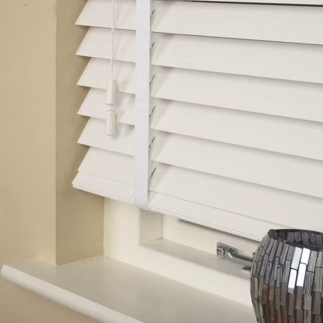 Terrys Elementi Made To Measure Wooden Venetian Blinds, 50mm Wood Essence, True White